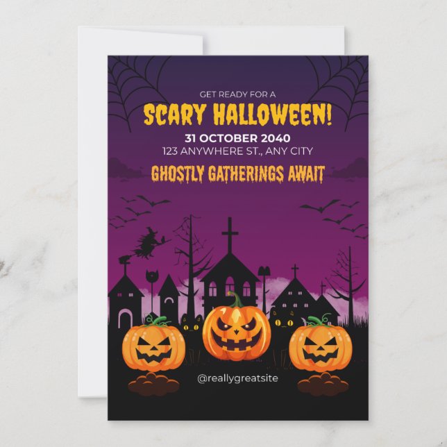 Invitación Poster de Halloween morado (Anverso)