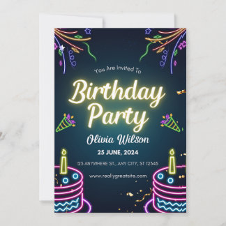 Invitación Poster de la fiesta de cumpleaños neonatal en blan