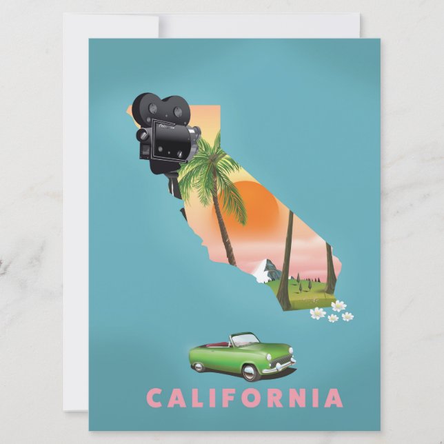 Invitación Póster de mapa ilustrado de California (Anverso)