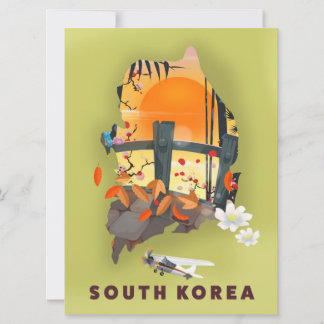 Invitación Póster de mapa ilustrado de Corea del Sur
