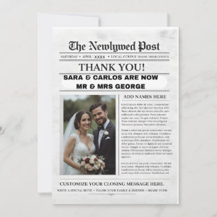Invitación Póster de periódico de boda personalizado   Recién