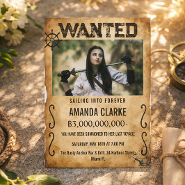Invitación Póster de Pirata Buscado Fiesta de Soltera y Novia