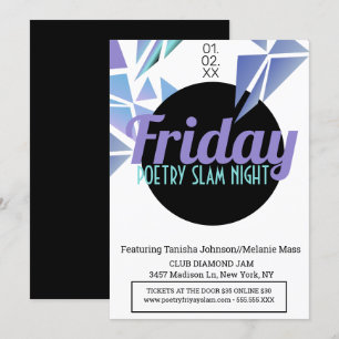 Invitación Póster de Poesía del Club Nocturno Fractal Morado