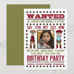Invitación Póster de Se Busca, Cumpleaños de Dibujos Animados