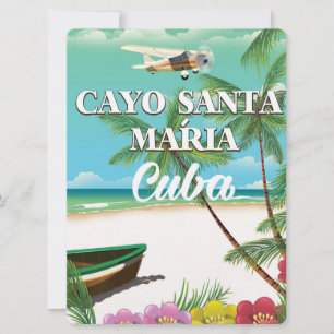 Invitación Póster de vacaciones de playa cubana Cayo Santa Ma