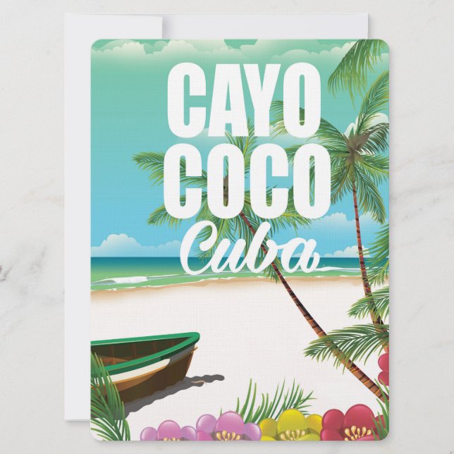 Invitación Póster de vacaciones de playa cubanas Cayo Coco (Anverso)