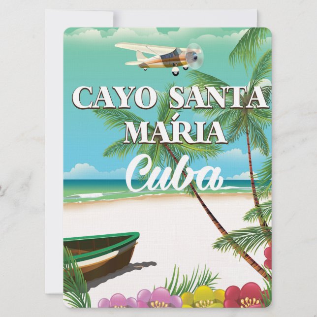 Invitación Póster de vacaciones de playa cubanas Cayo Santa M (Anverso)