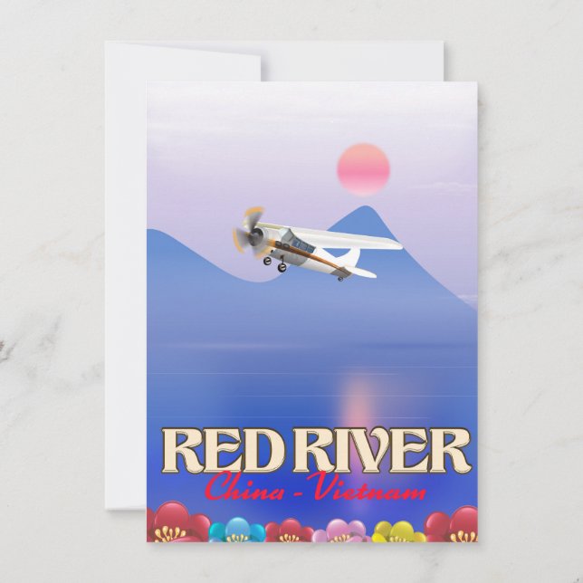 Invitación Poster de Vacaciones de Río Rojo en Camboya (Reverso)