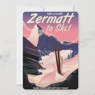 Invitación Poster de vacaciones retro Ski Zermatt