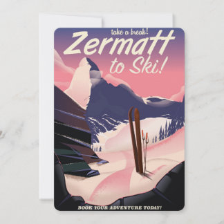Invitación Poster de vacaciones retro Ski Zermatt