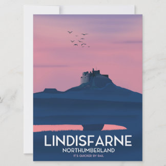 Invitación Póster de viaje al castillo de Lindisfarne Northum