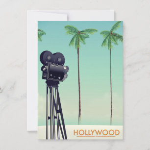 Invitación Póster de viaje con cámara vintage de Hollywood