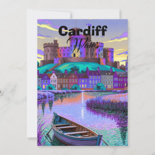 Invitación Póster de viaje de Cardiff Gales, arte de pared de
