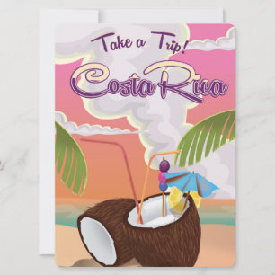 Invitación póster de viaje de dibujos animados de Costa Rica.