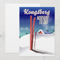 Póster de viaje de esquí de Kongsberg Noruega.