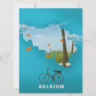 Invitación Póster de viaje de impresión del mapa de Bélgica.