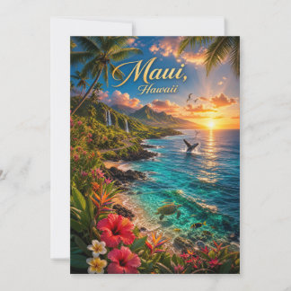 Invitación Póster de viaje de la costa tropical de Maui Hawai