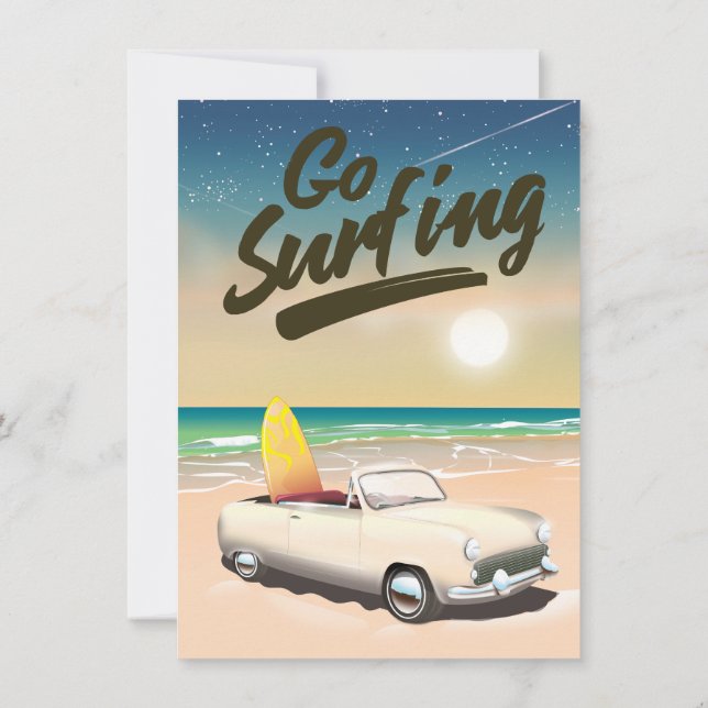Invitación ¡Póster de viaje de surf! (Reverso)