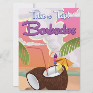 Invitación Póster de viaje de vacaciones de Barbados de dibuj