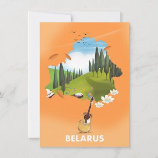 Invitación Póster de viaje del mapa de Bielorrusia.