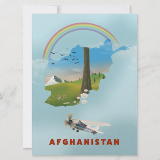 Invitación Póster de viaje del paisaje del mapa de Afganistán