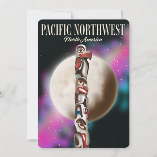Invitación Póster de viaje del tótem del noroeste del Pacífic