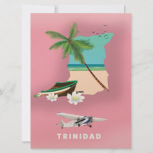 Invitación Póster de viaje ilustrado del mapa de Trinidad.