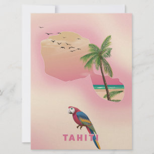 Invitación Póster de viaje mapa ilustrado de Tahití