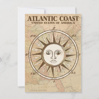 Invitación Póster de viaje vintage de la Costa Atlántica EE. 