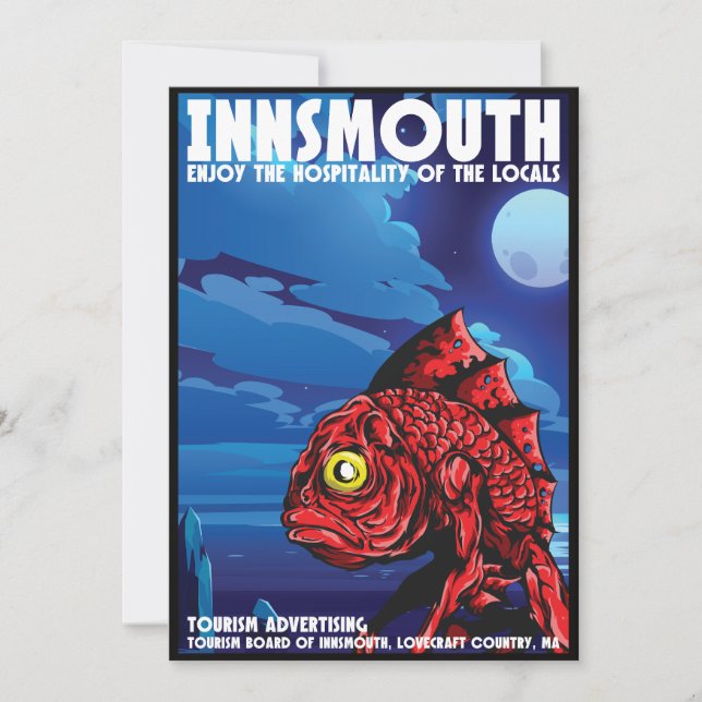 Invitación Poster de Viajes Innsmouth Vintage Lovecraft (Anverso)