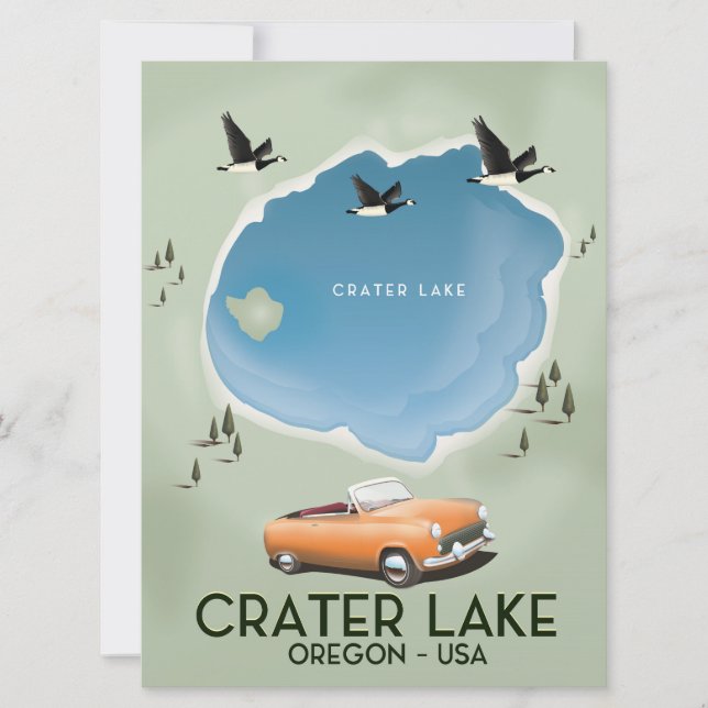 Invitación Poster del mapa de viajes del Crater Lake Oregon (Anverso)