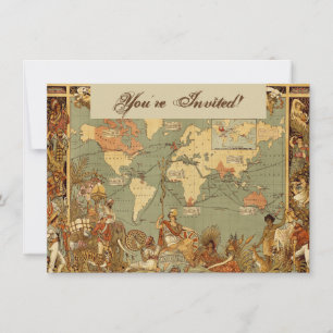Invitación Póster del mapa mundial del Imperio Británico de 1