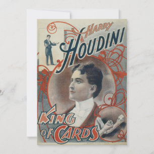 Invitación Póster Mágico Antiguo, Mago Harry Houdini