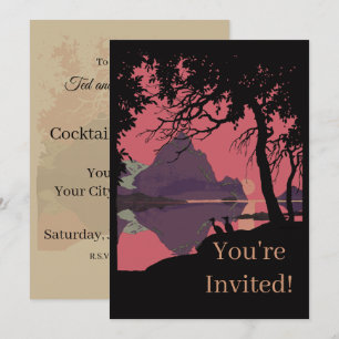 Invitación Póster minimalista de atardecer en Noruega - Fiord