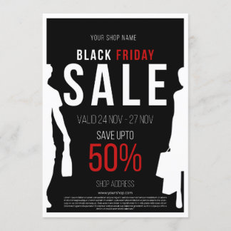 Invitación Poster negro del descuento de la venta de viernes