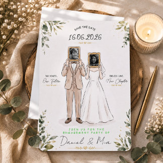 Invitación Póster personalizado de compromiso y boda Save The