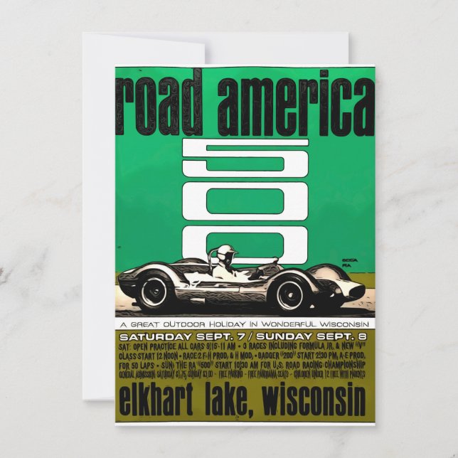 Invitación Poster ,Race America 500, Elkhart Lake (Anverso)