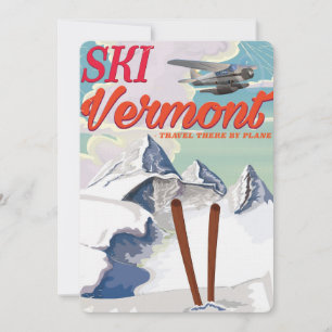 Invitación Póster retro de vacaciones de esquí en Vermont