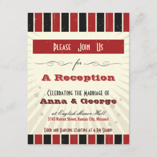 Invitación Póster Rústico: Recepción Únicamente Rojo y Negro