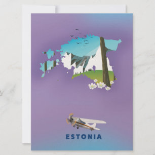 Invitación Poster turístico de mapa ilustrado de Estonia