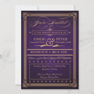 Invitación Póster Vintage Berenjena Púrpura Solo Recepción