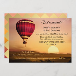 Invitación posterior a la boda al atardecer en glo