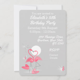 Invitación posterior de Flamingo Love Multi