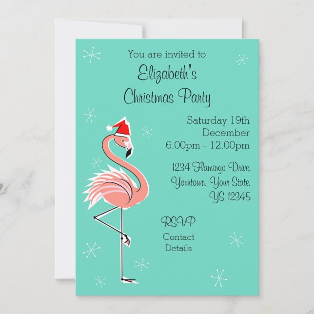 Invitación posterior del navidad Flamingo Side Mul (Anverso)