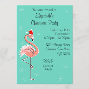 Invitación posterior del navidad Flamingo Side Mul