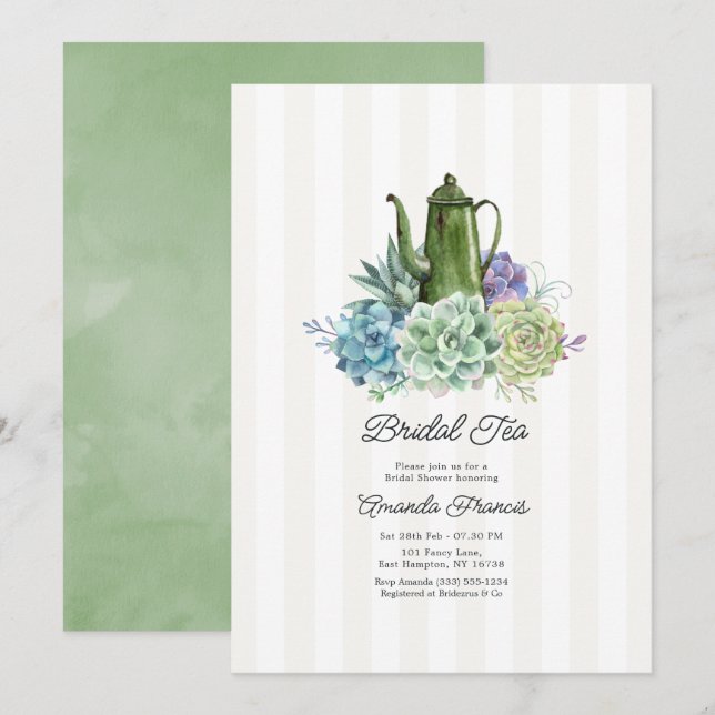 Invitación Postre de Cactus Suculentas Fiesta de Despedida de (Anverso / Reverso)