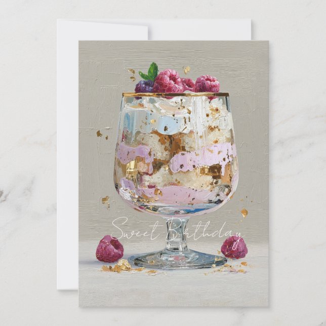 Invitación Postre de frambuesa con impasto elegante   (Anverso)