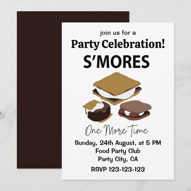 Invitación Postre de S'mores S'mores Una Vez Más Smore (Anverso / Reverso)