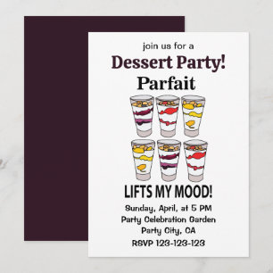 Invitación Postre Dulce Frío de Frutas Parfait de Yogur