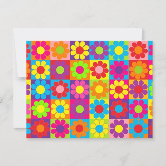 Invitación Potencia de Flor Multicolor múltiple (Anverso)